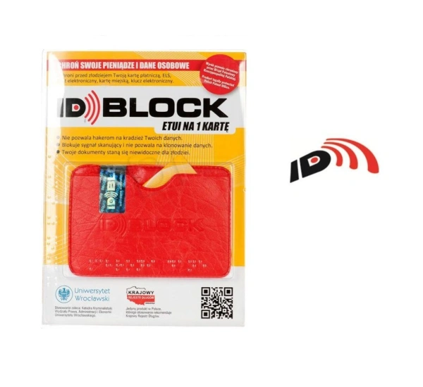 Etui na kartę ID-BLOCK antykradzieżowe Czerwone